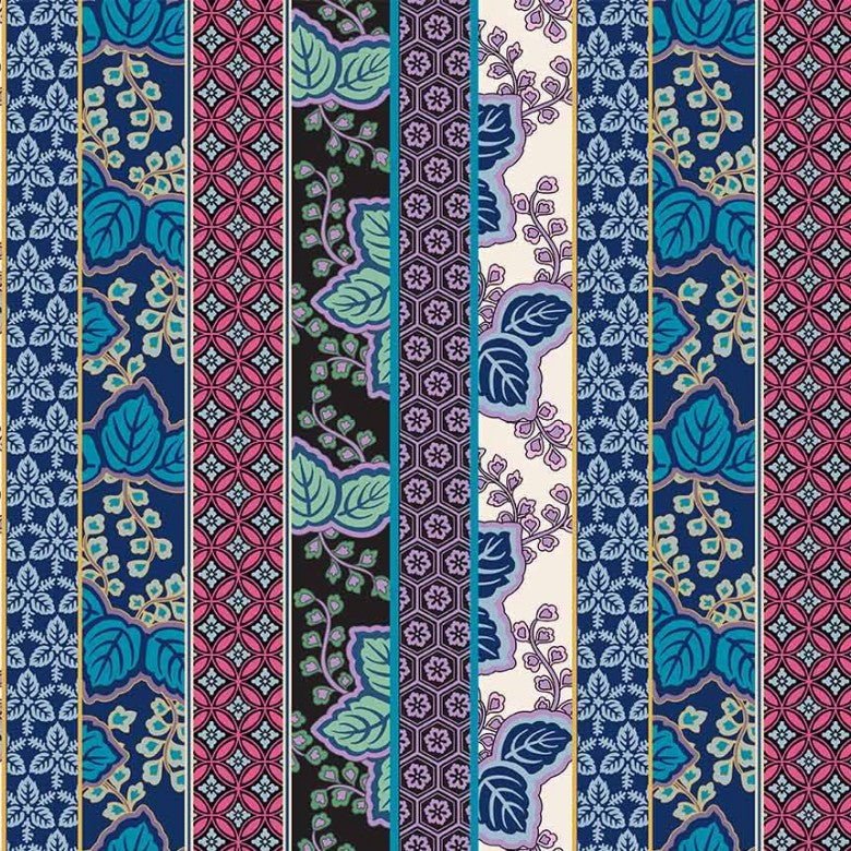 Multi Kamakura Stripe Cotton Fabric - 43"/44" Per Yard
