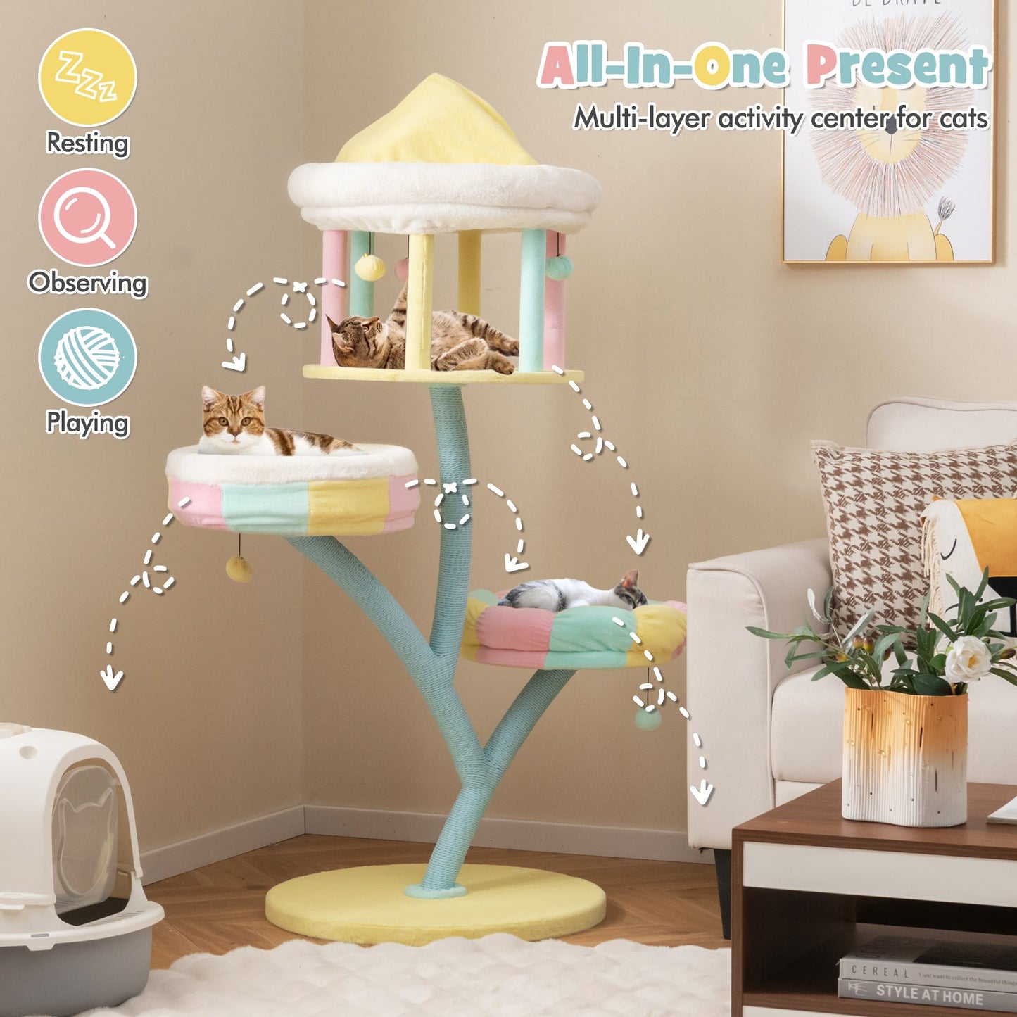 Premium Multi-Layer Cat Tree with Removable Perches