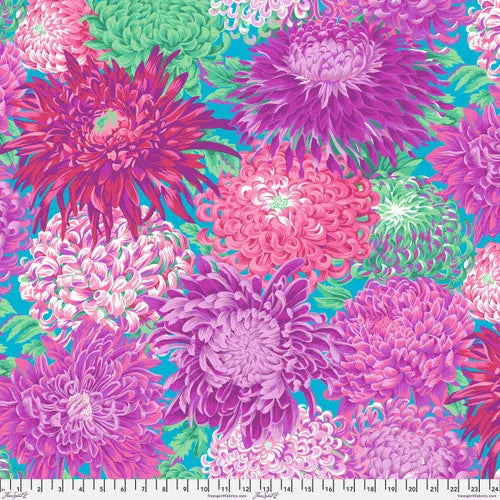 Tissu en coton japonais chrysanthemum magenta multicolore par yard