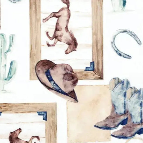 Multi Natural Old West Digital Cuddle Fabric - Per Yard