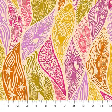 Tissu Large en Coton Shooting Star Multicolore Rose