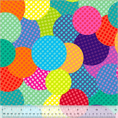 Tissu en coton Multi Polka Pals Rainbow Fun par yard