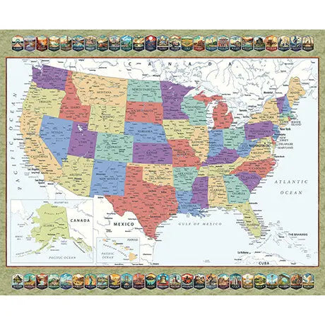 Multi QT US MAP Cotton Fabric 44"/45" Per Yard