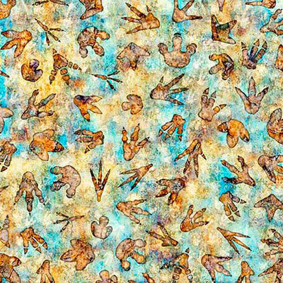 Multi Savage Kingdom Dino Tracks Cotton Fabric - 44"/45" Per Yard