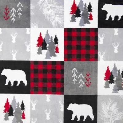 Multi Scarlet Cabin Quilt Digital Cuddle Fabric per Yard