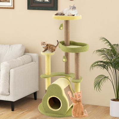 Torre para Gatos Multi-nivel Independiente con Condominio de Aguacate