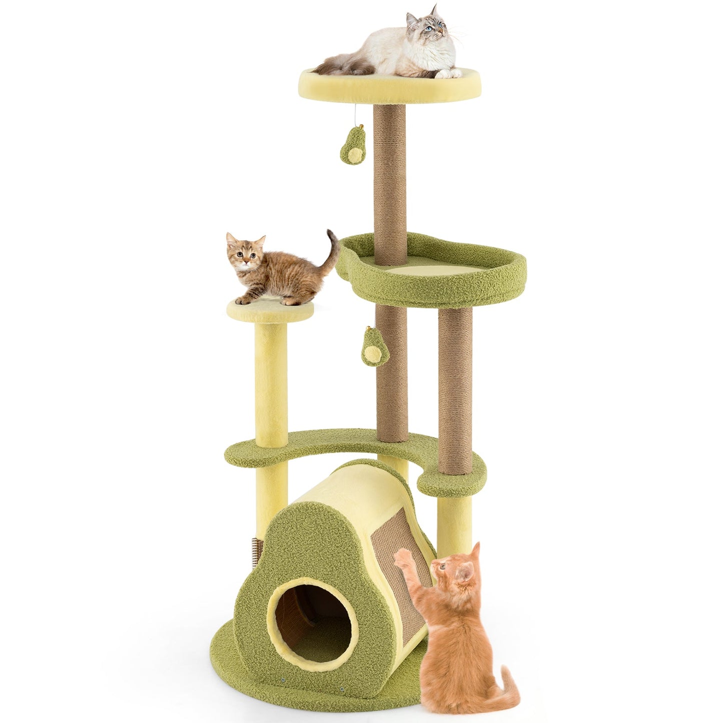 Torre para Gatos Multi-nivel Independiente con Condominio de Aguacate