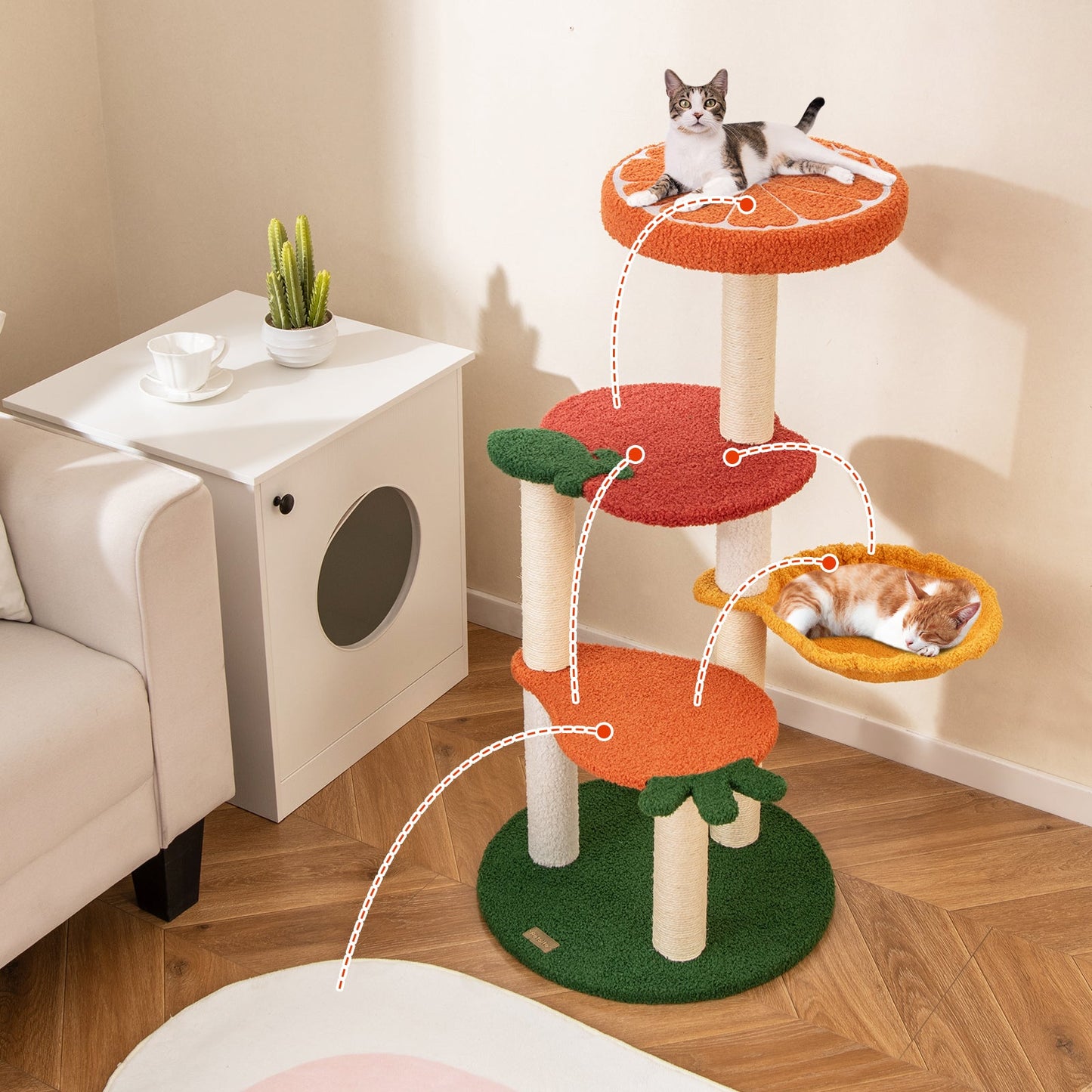Multi-level Cat Tree Activity Center with Fruit Platforms