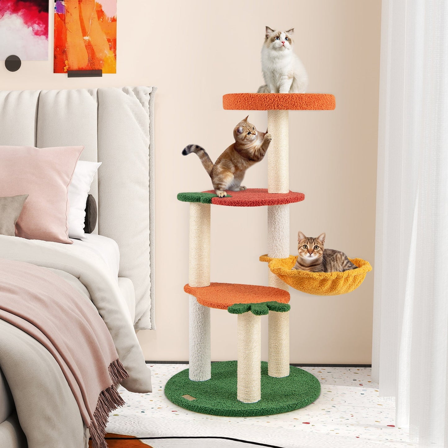Multi-level Cat Tree Activity Center with Fruit Platforms