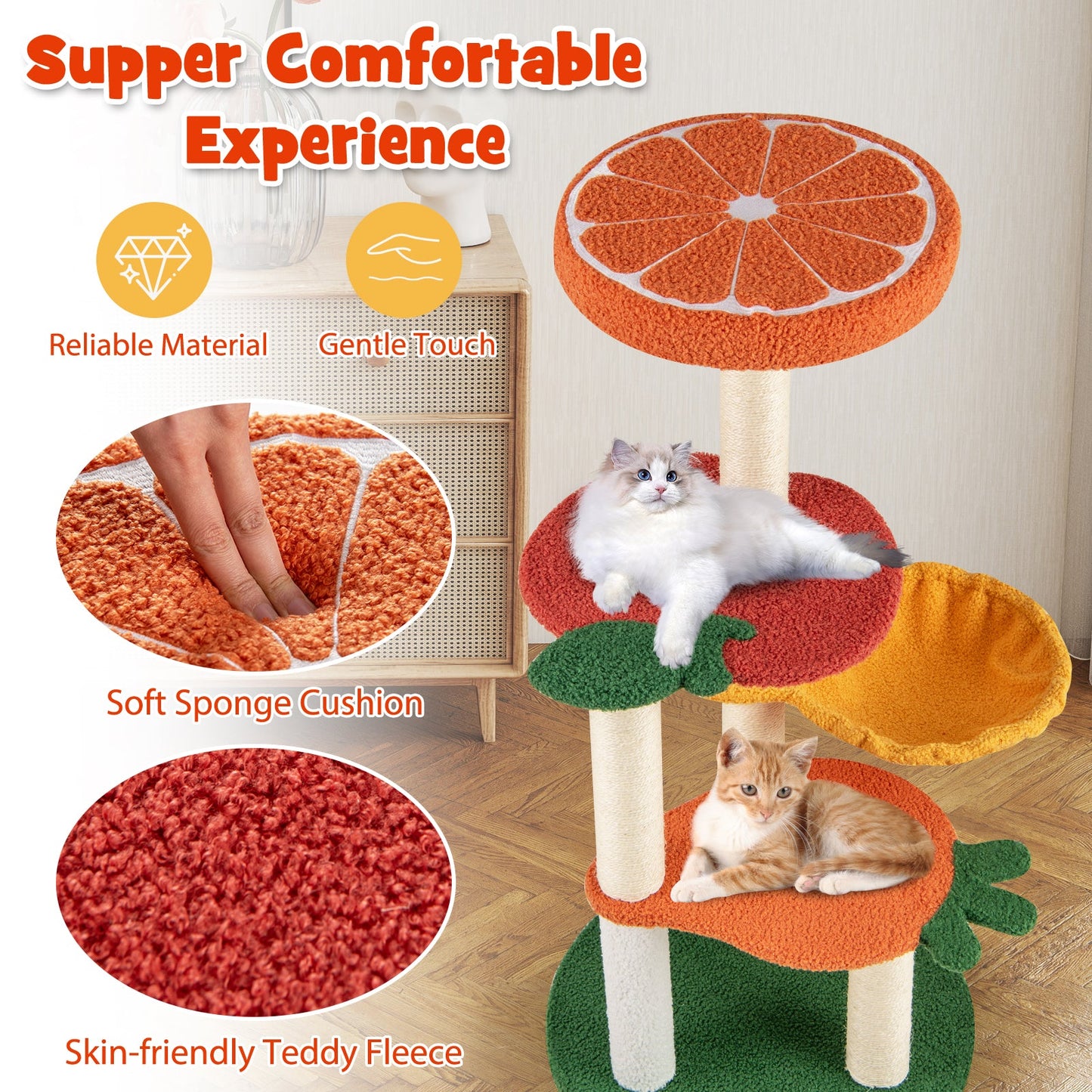 Multi-level Cat Tree Activity Center with Fruit Platforms