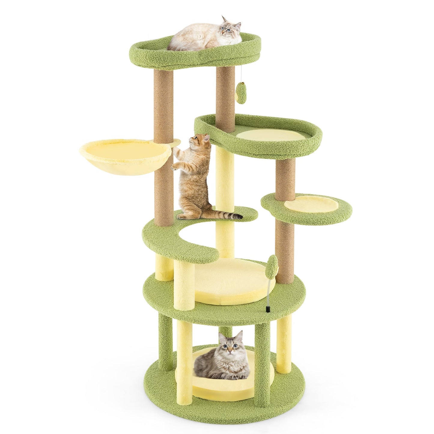 Arbre à chat multi-niveaux thème avocat avec panier rotatif