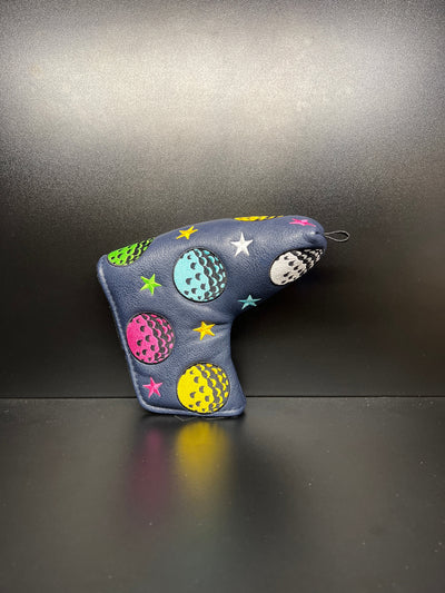 Couvre-balle de golf multicolore à étoiles vibrantes