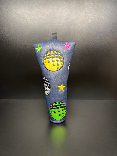 Couvre-balle de golf multicolore à étoiles vibrantes
