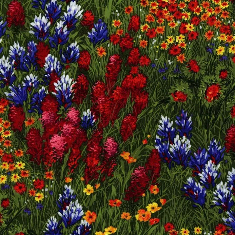 Tela de Algodón de Flores Silvestres Multicolor - 44"/45" por Yarda