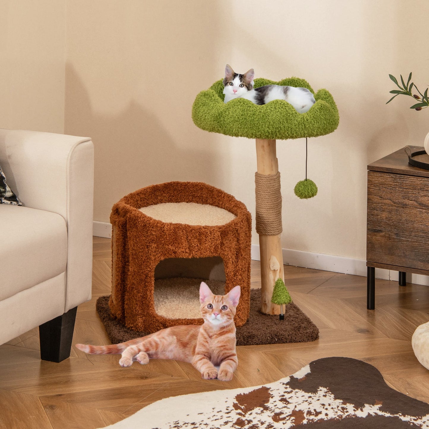 Multifunctional Cat Tree with Scratching Posts & Top Perch - Brown