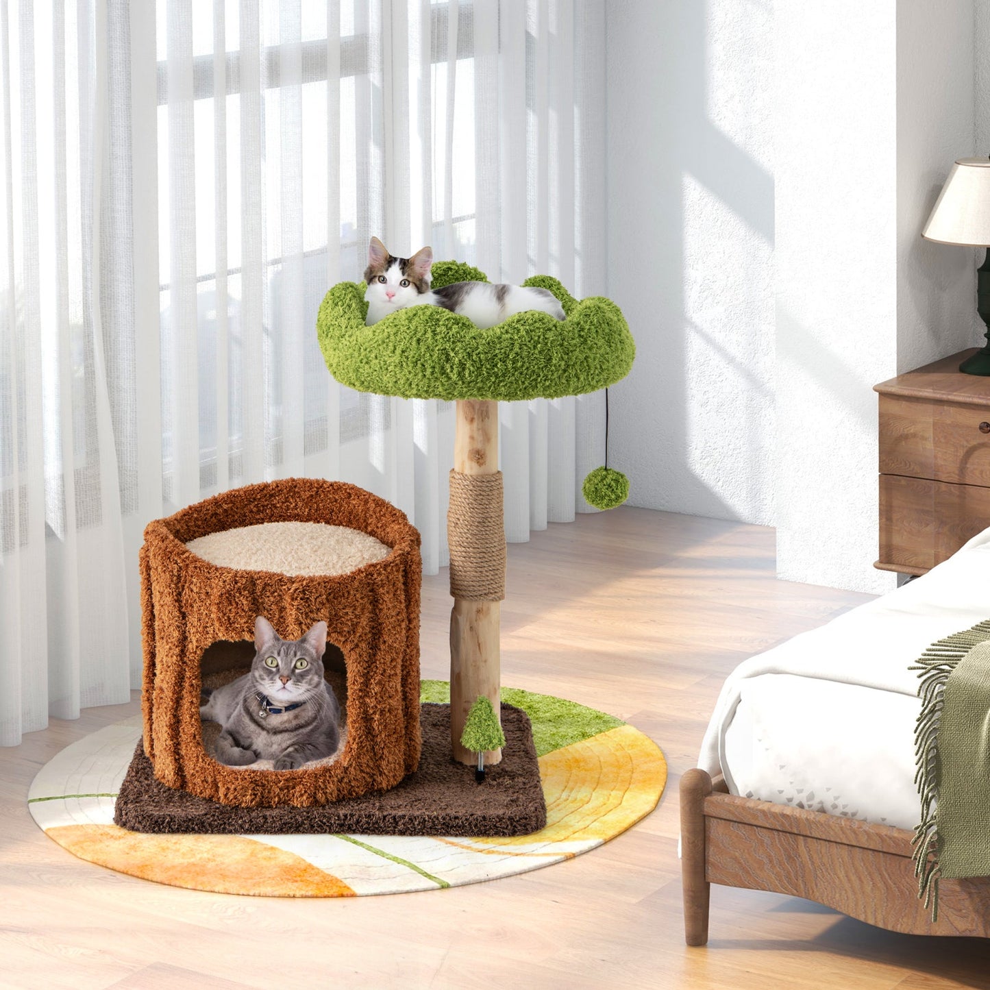 Multifunctional Cat Tree with Scratching Posts & Top Perch - Brown