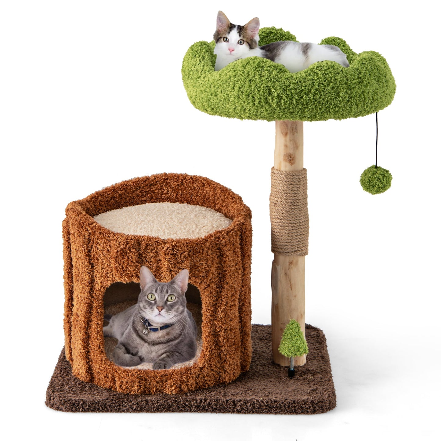Multifunctional Cat Tree with Scratching Posts & Top Perch - Brown