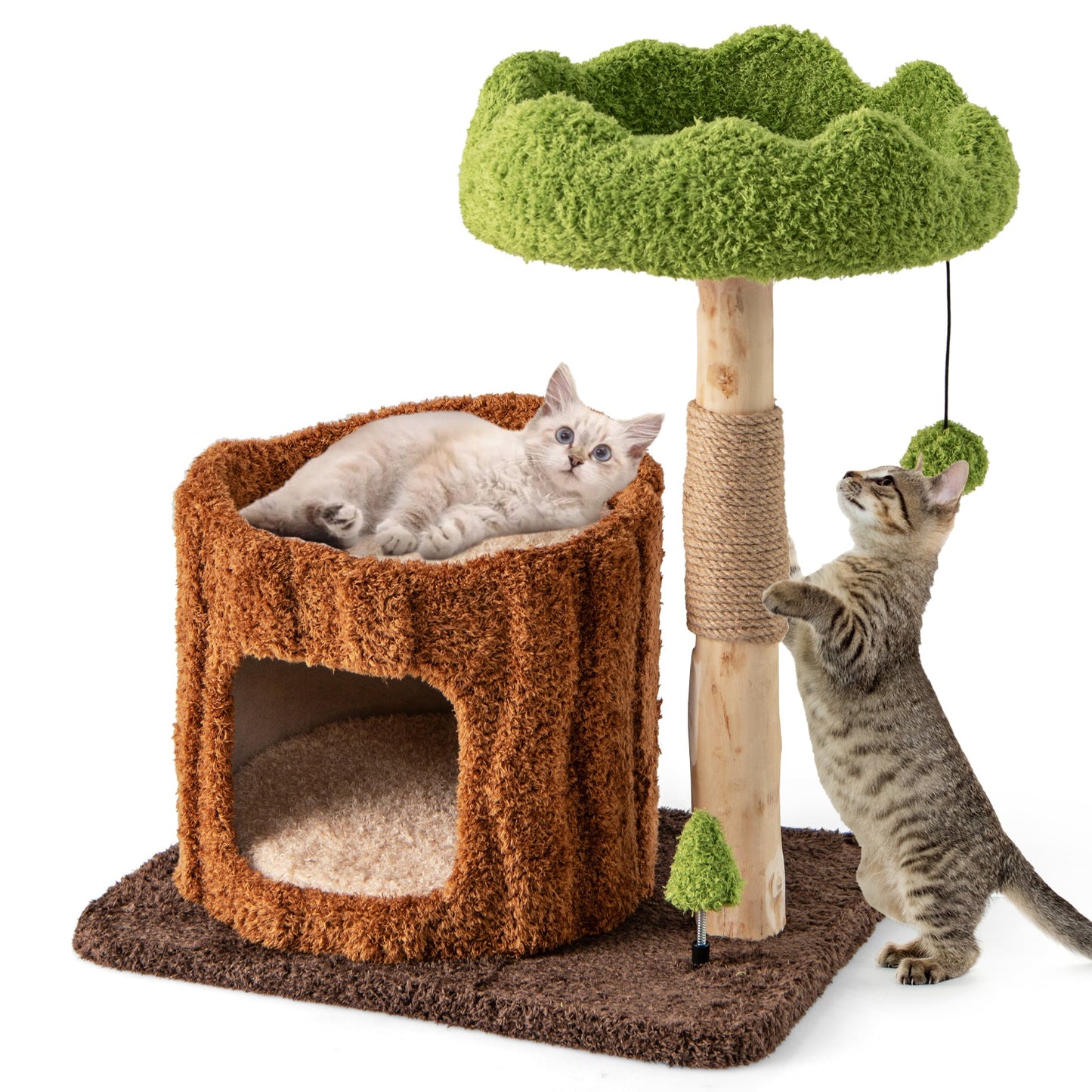 Multifunctional Cat Tree with Scratching Posts & Top Perch - Brown