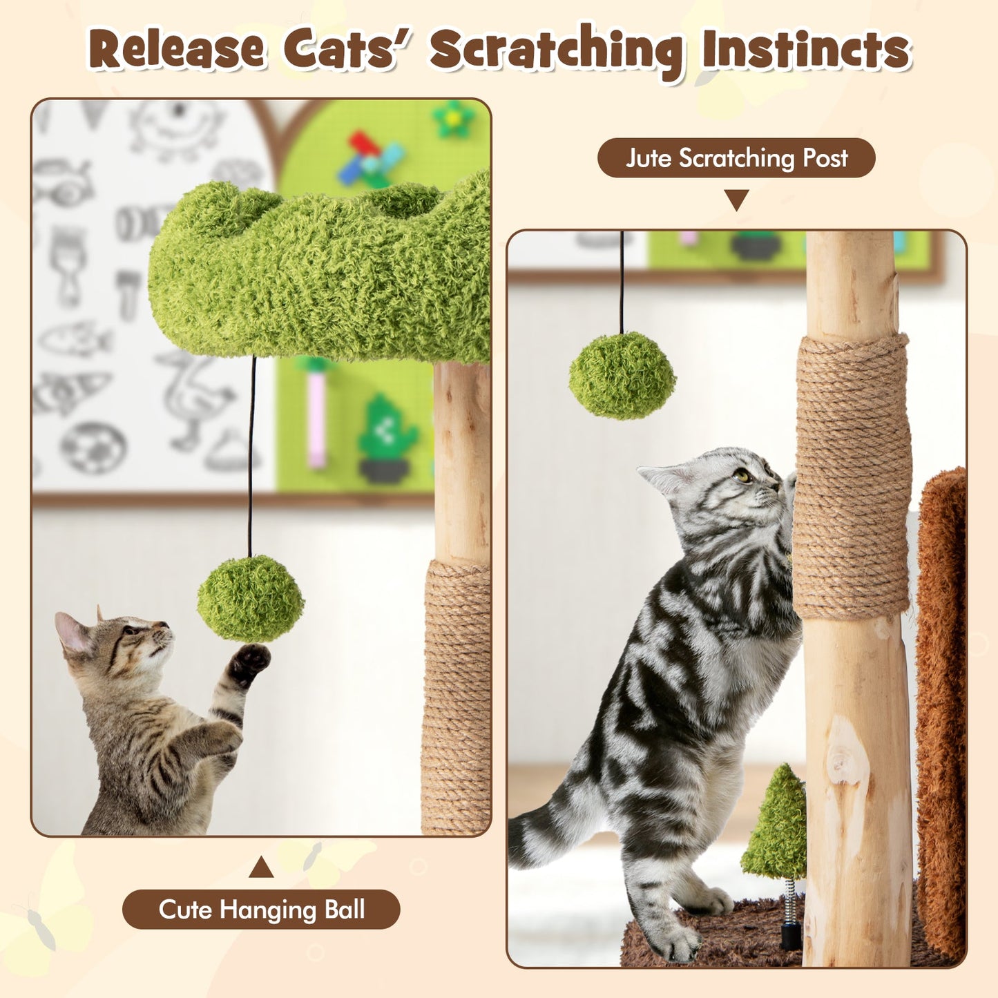 Multifunctional Cat Tree with Scratching Posts & Top Perch - Brown
