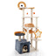 Torre para Gatos Multi-Nivel de 63 Pulgadas con Tabla de Rasguño y Juguetes