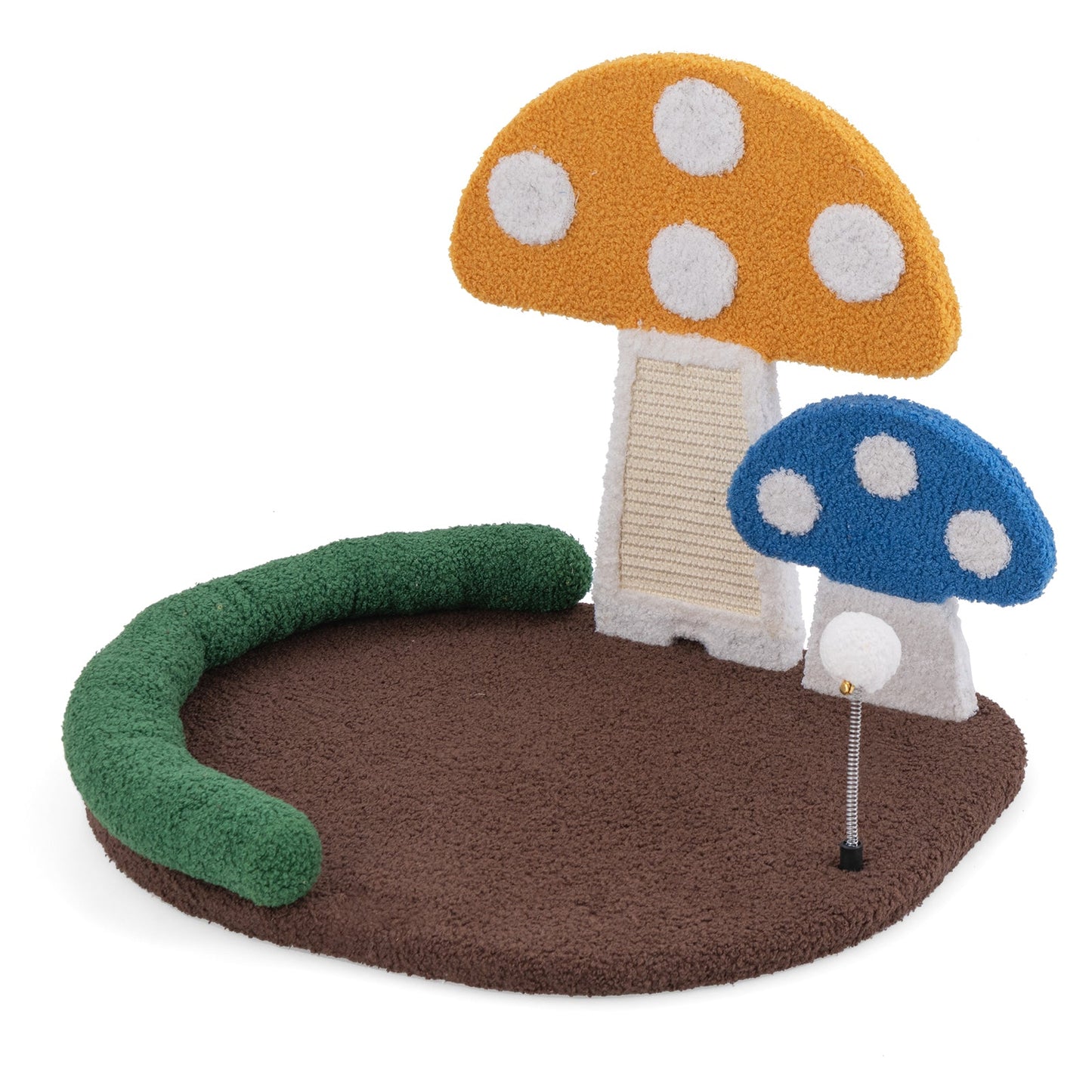 Mushroom Cat Bed with Scratch Panel - Multicolor