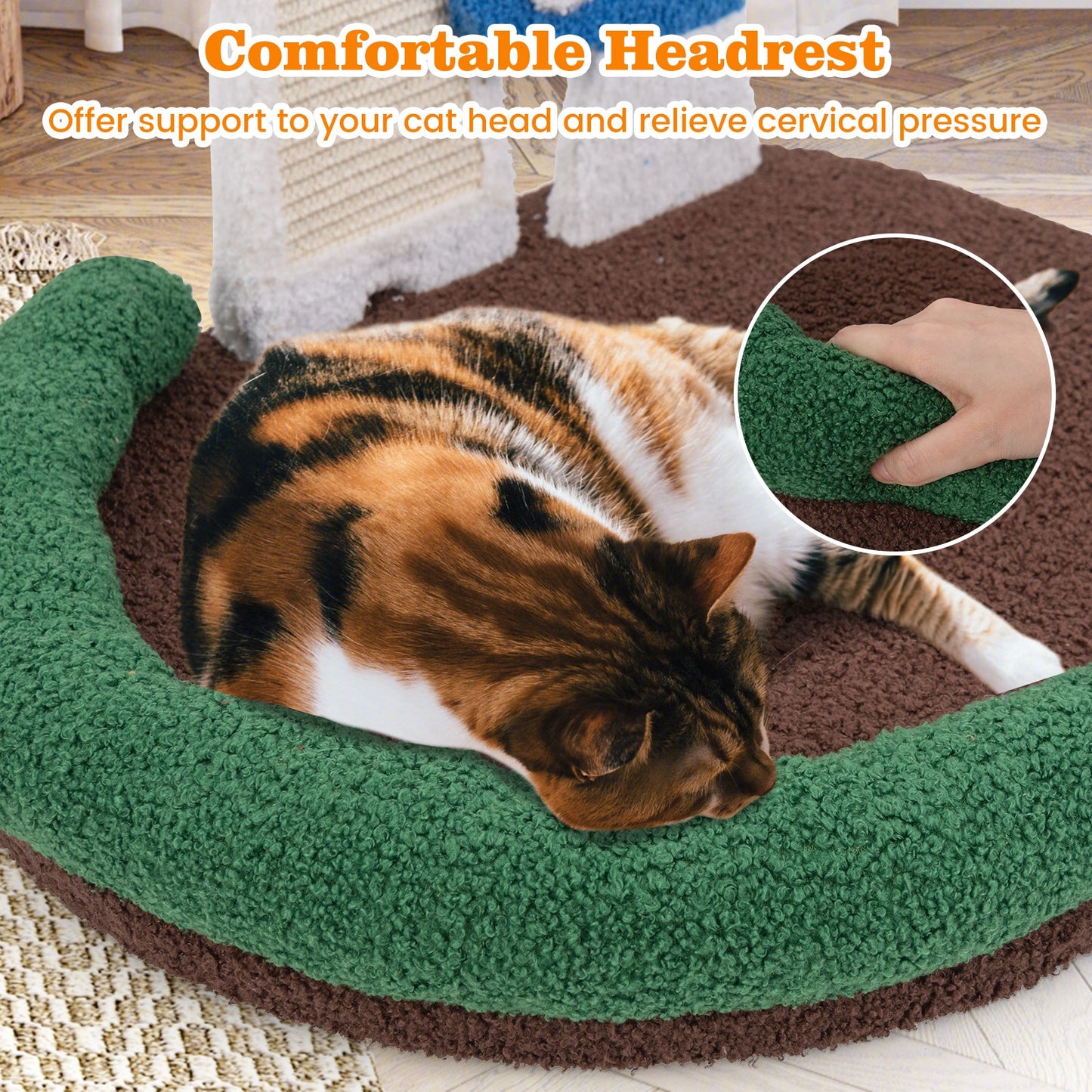 Mushroom Cat Bed with Scratch Panel - Multicolor