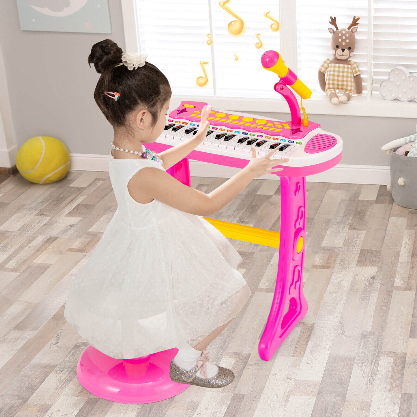 Teclado de Piano para Niños de 31 Teclas con Micrófono - Rosa