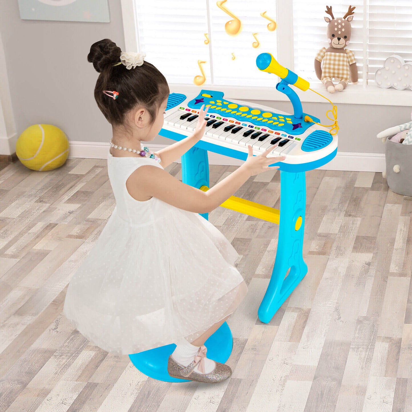 Teclado de Piano Infantil de 31 Teclas con Micrófono - Azul