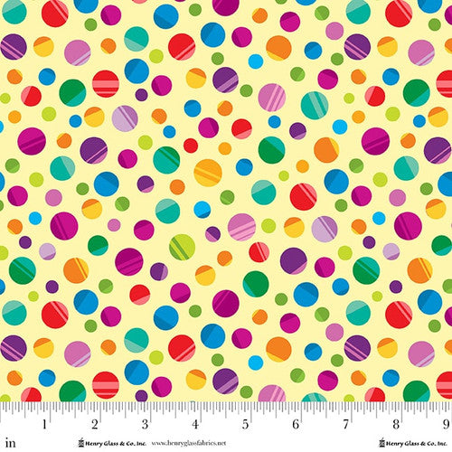 My Very Silly Monster's ABCs Yellow Multi Dots Cotton Fabric