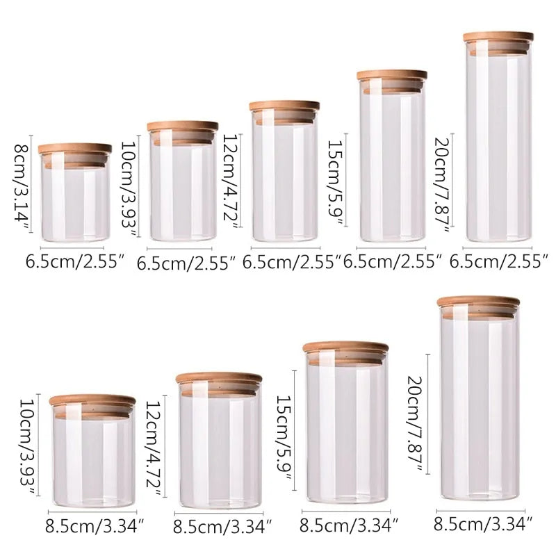 Contenants de stockage alimentaire en verre borosilicate recouverts de bambou