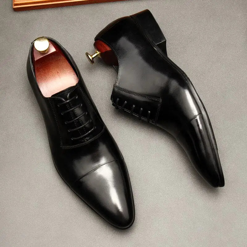 Zapatos Oxford de Cuero de Lujo con Suela Roja para Hombres