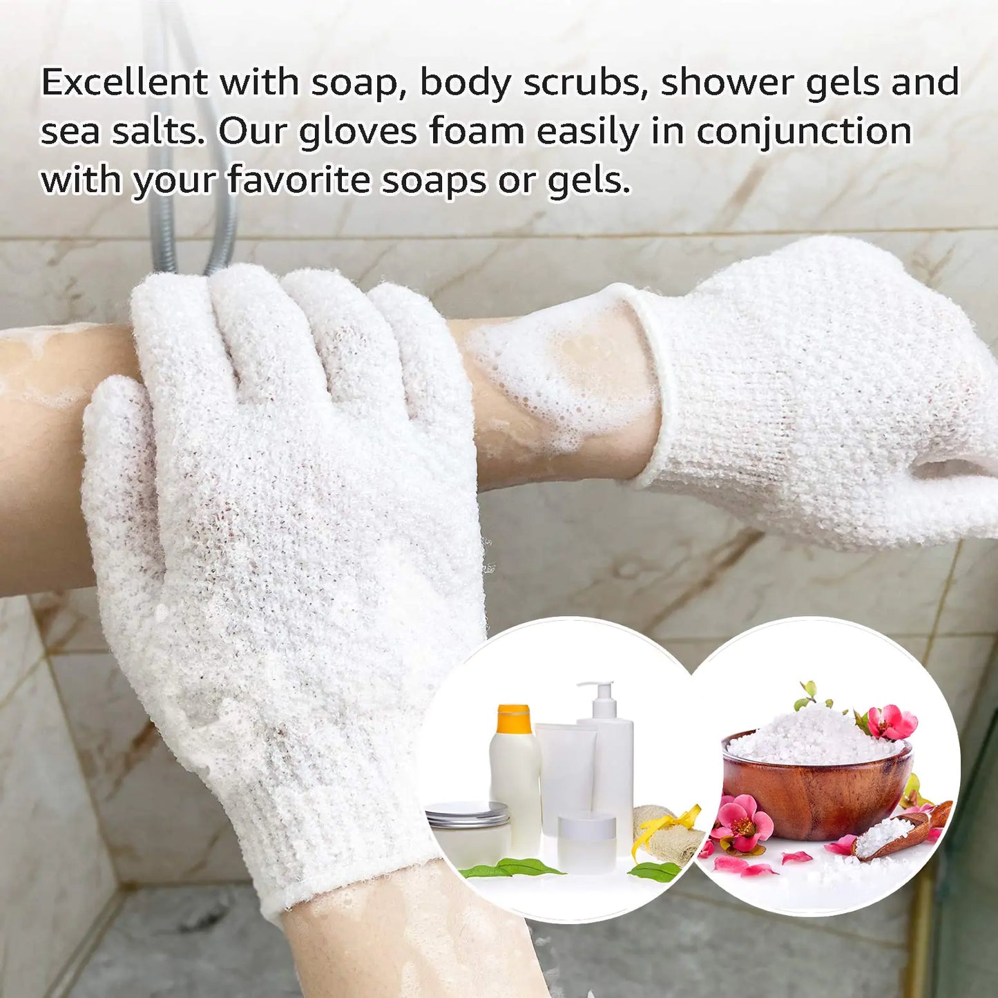 Gants de bain exfoliants à double texture Evridwear