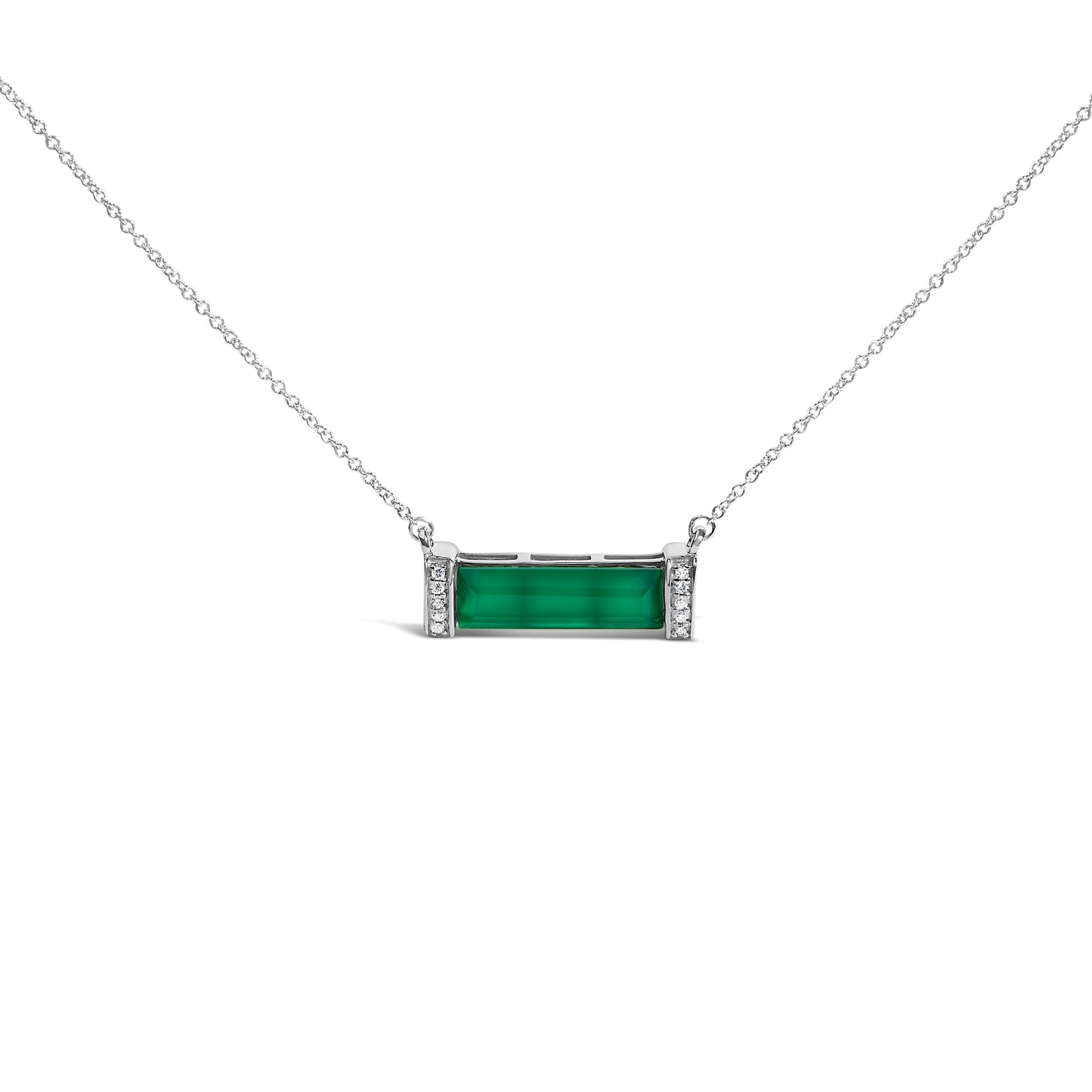 Collier Pendentif Bar en Agate Verte en Argent Sterling