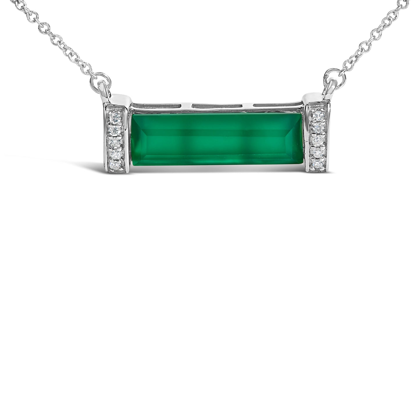 Collier Pendentif Bar en Agate Verte en Argent Sterling