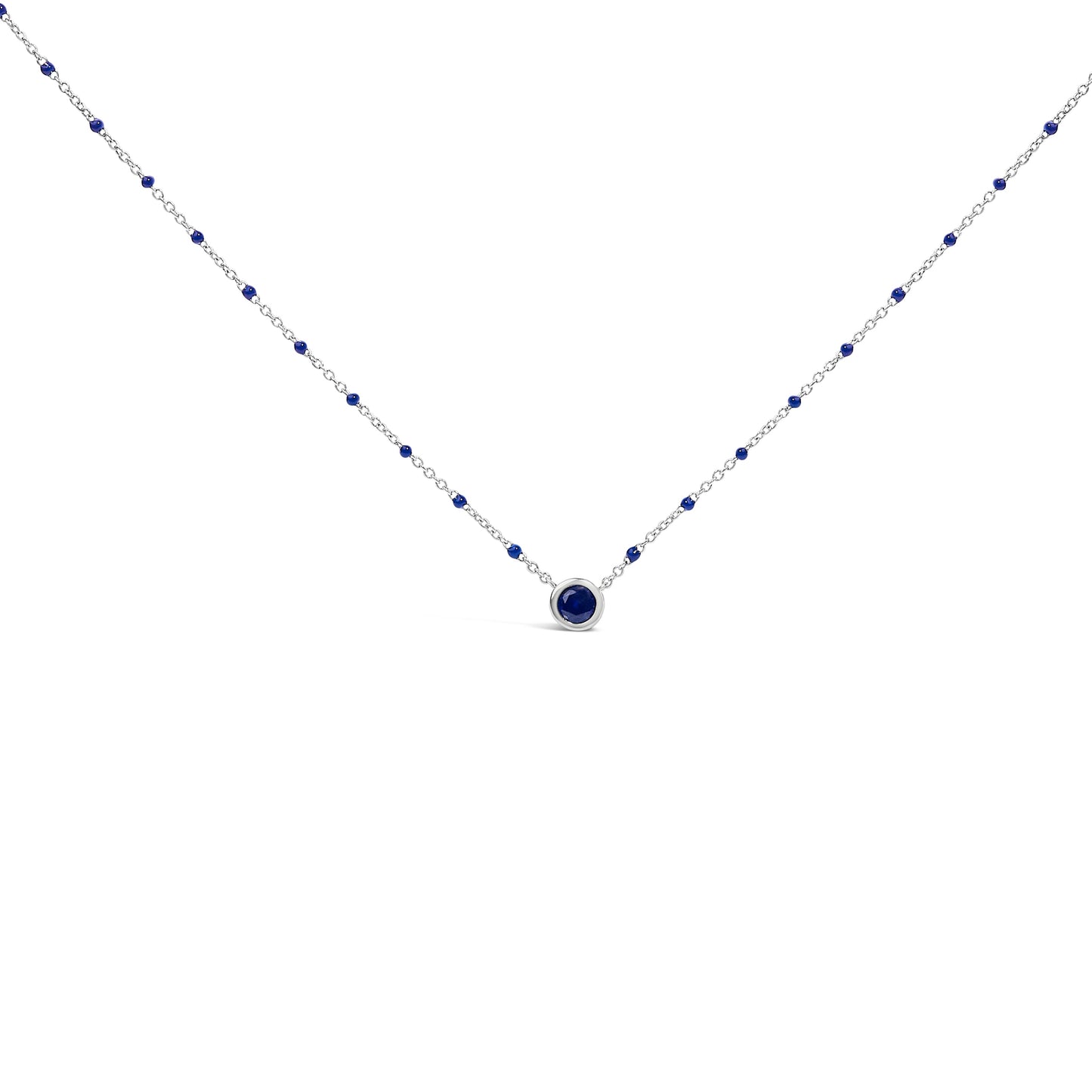 Collier en chaîne en argent sterling avec perles de saphir créé - 18 pouces