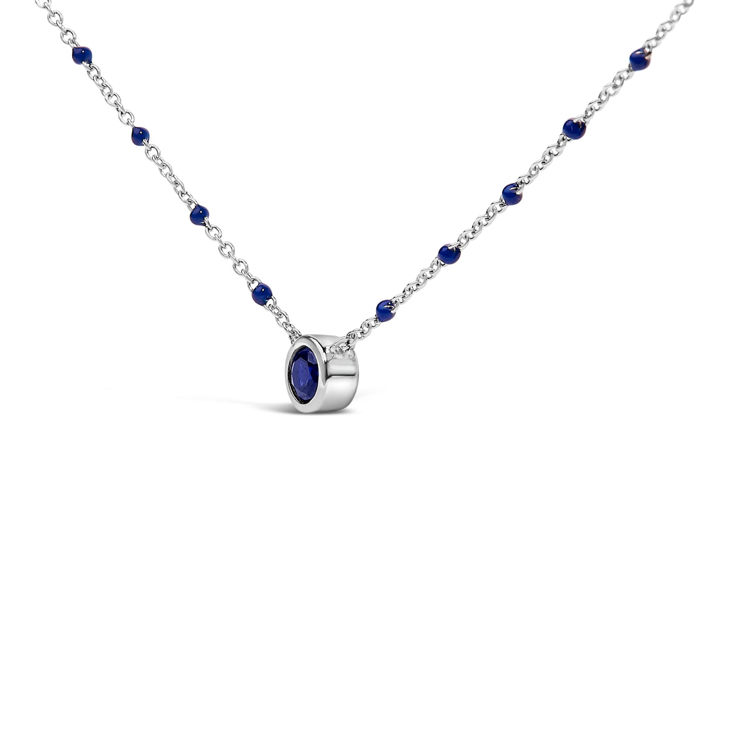 Collier en chaîne en argent sterling avec perles de saphir créé - 18 pouces