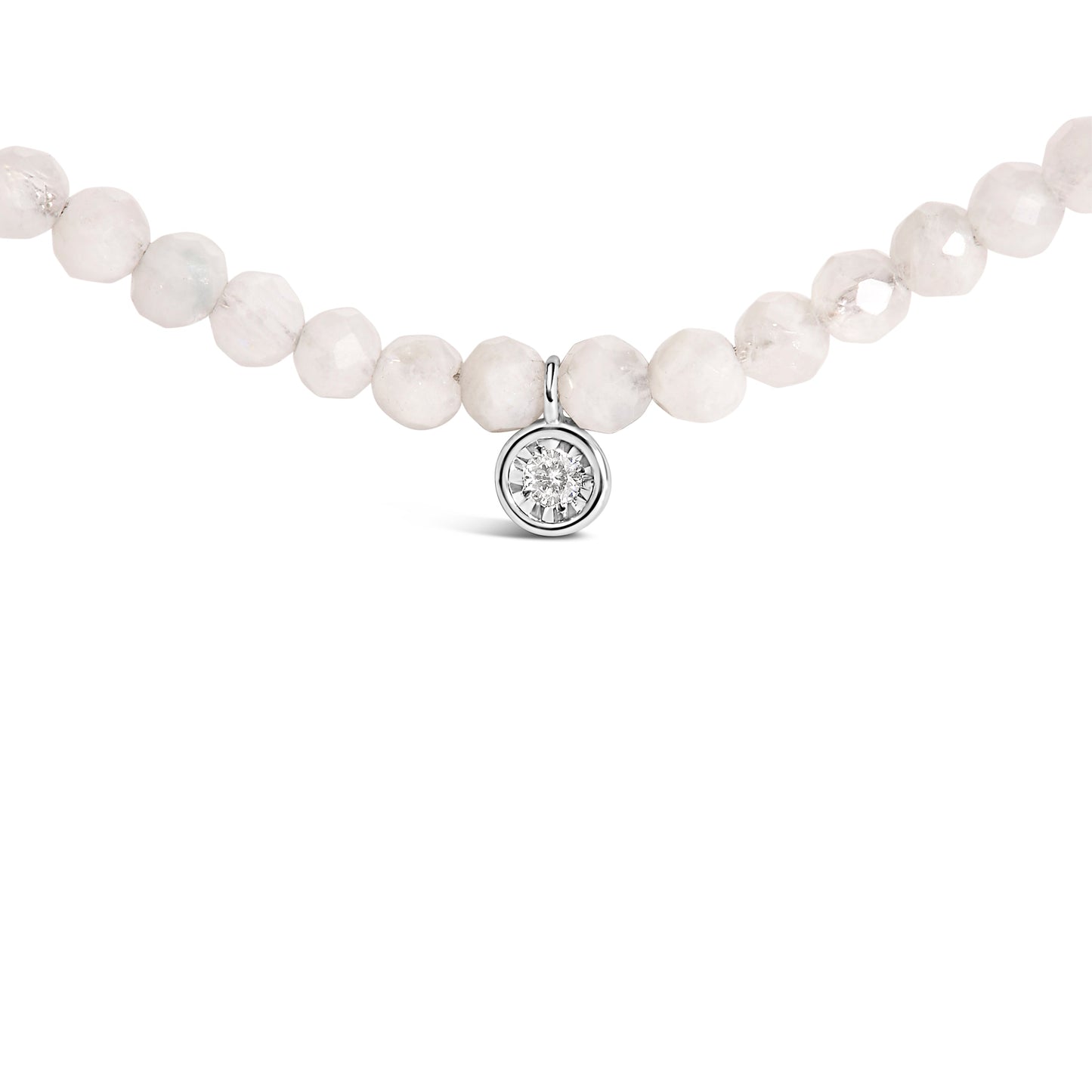 Collier en perles de lune en argent sterling avec accent en diamant