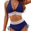 Color Block Drawstring Bikini Set