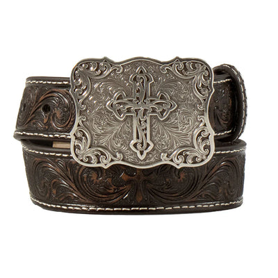 Nocona Kids' Embossed Cross Leather Belt - Korvel