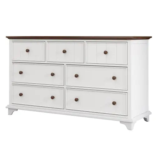 Wooden Captain Seven-Drawer Dresser in White Walnut
