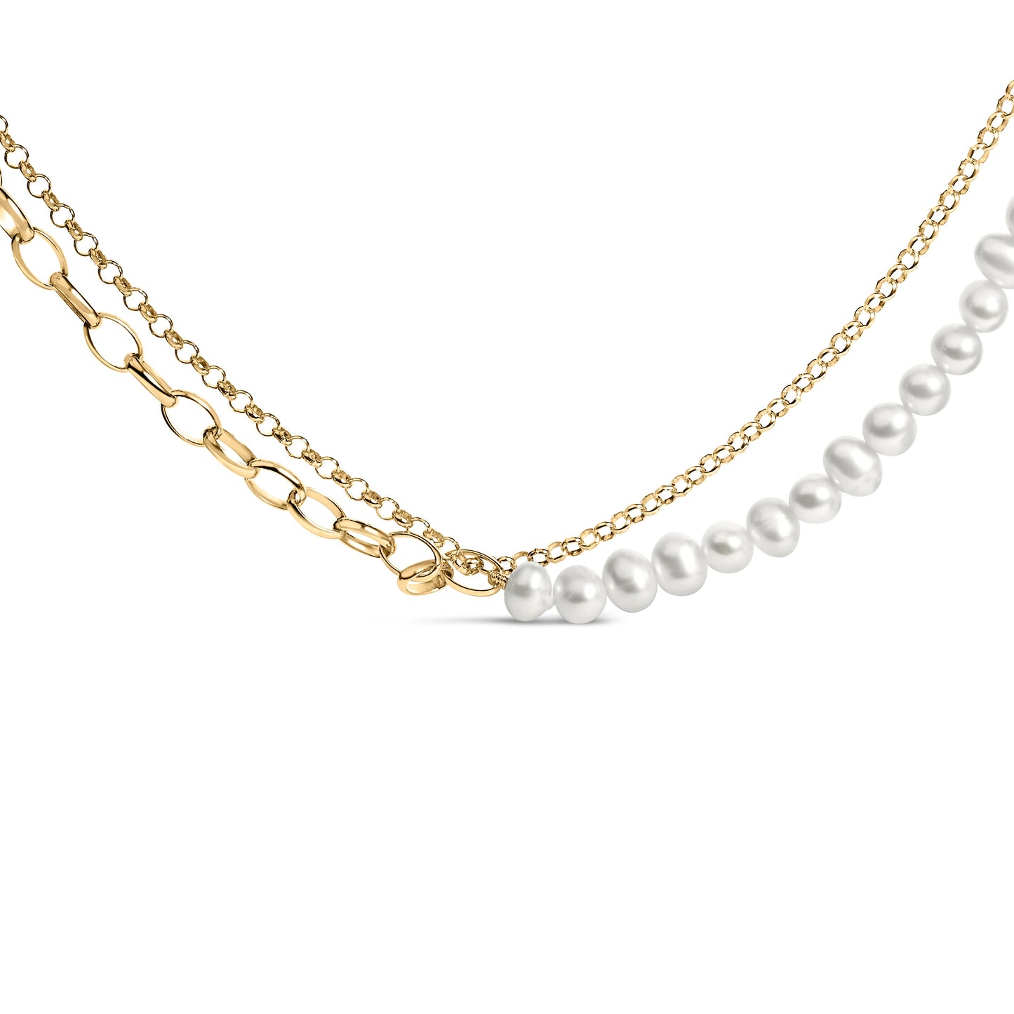 18K Yellow Gold Vermeil Cultured Pearl Strand Necklace