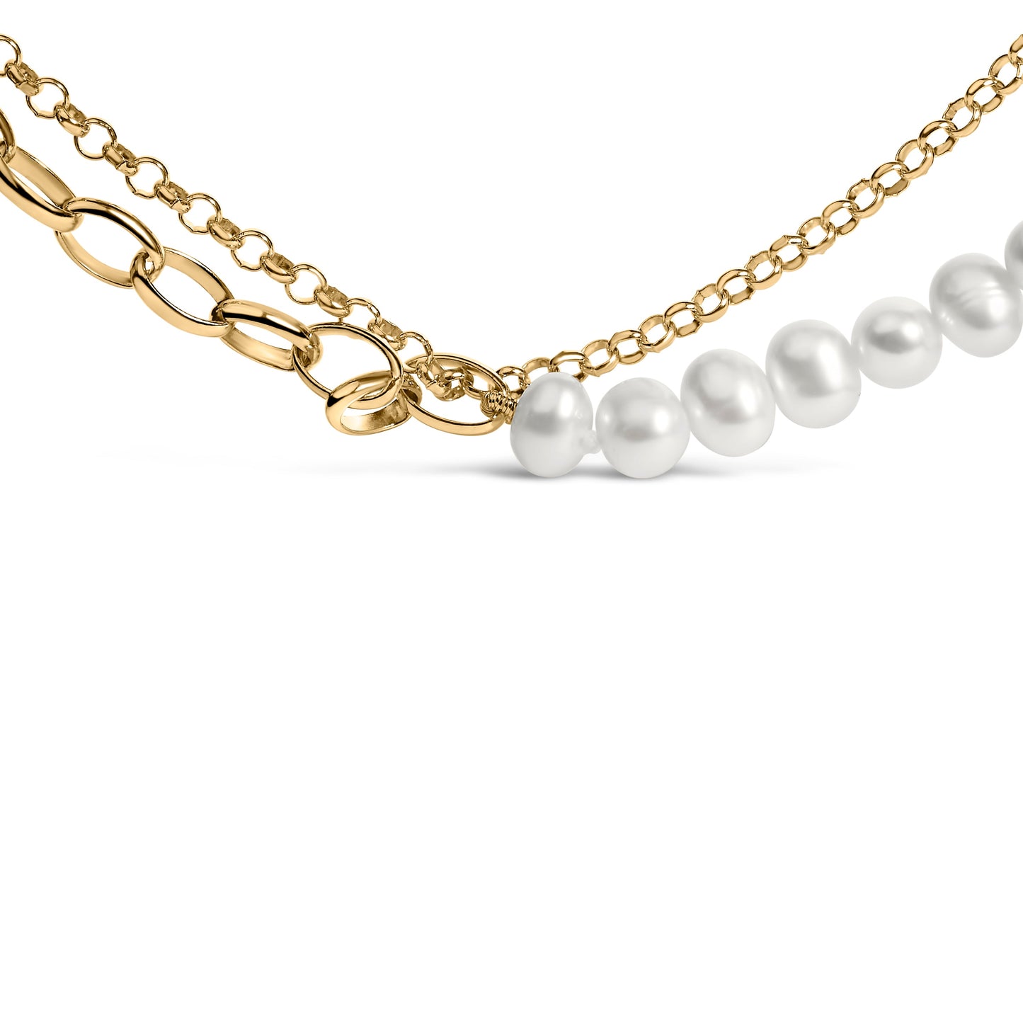 18K Yellow Gold Vermeil Cultured Pearl Strand Necklace