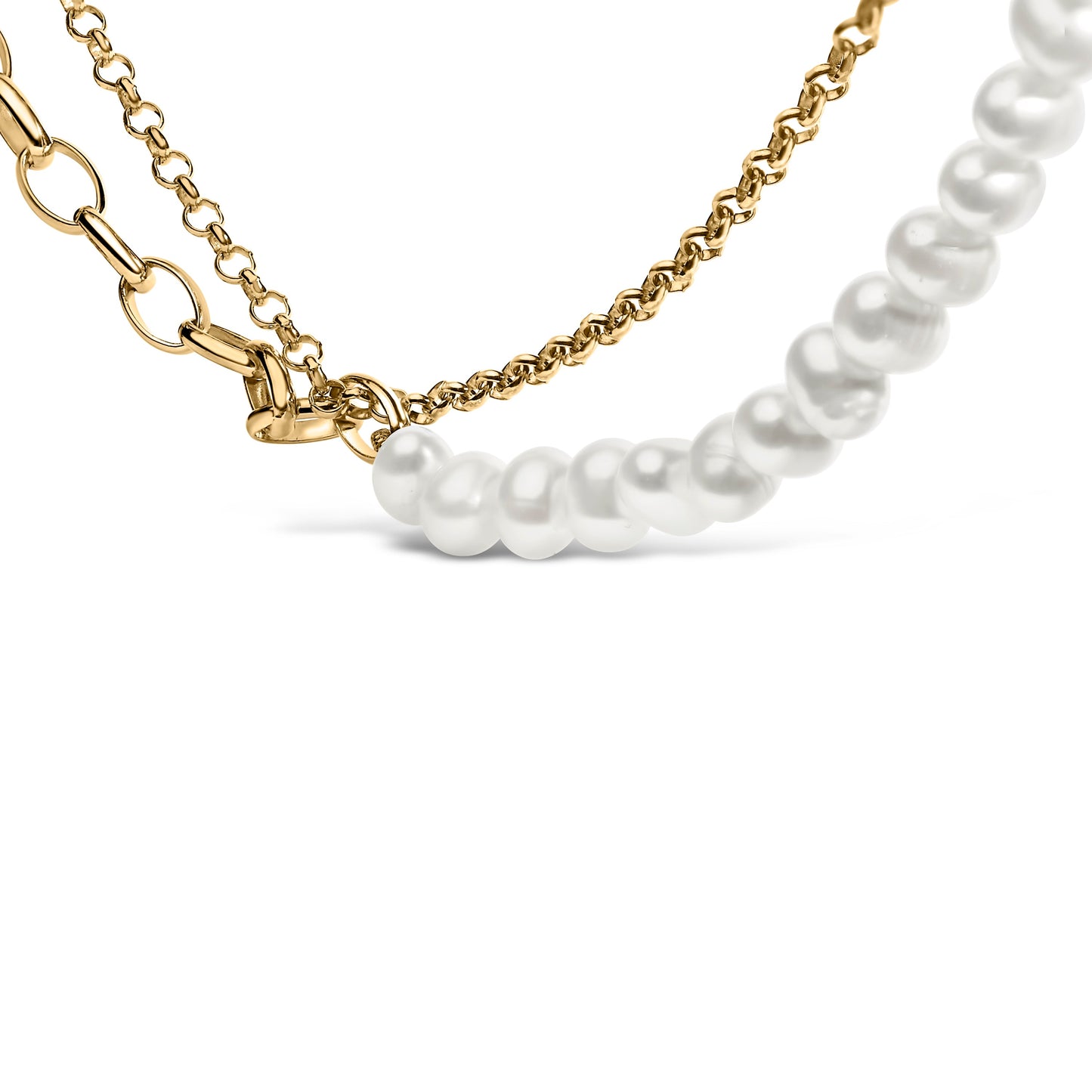 18K Yellow Gold Vermeil Cultured Pearl Strand Necklace