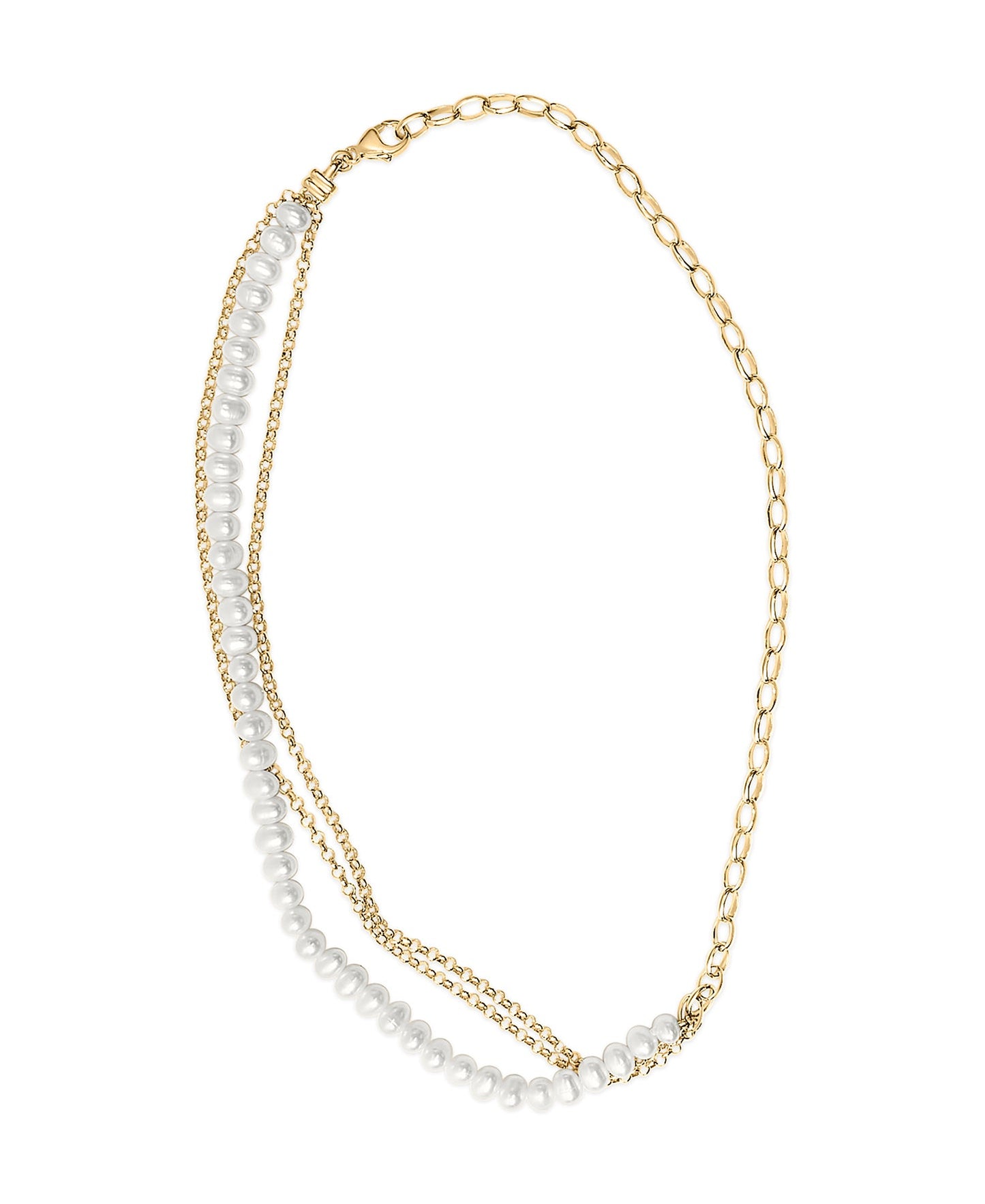 18K Yellow Gold Vermeil Cultured Pearl Strand Necklace