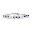 18K White Gold Diamond & Blue Sapphire Floral Link Bracelet - Size 7"