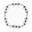 18K White Gold Diamond & Blue Sapphire Floral Link Bracelet - Size 7"