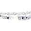 18K White Gold Diamond & Blue Sapphire Floral Link Bracelet - Size 7"