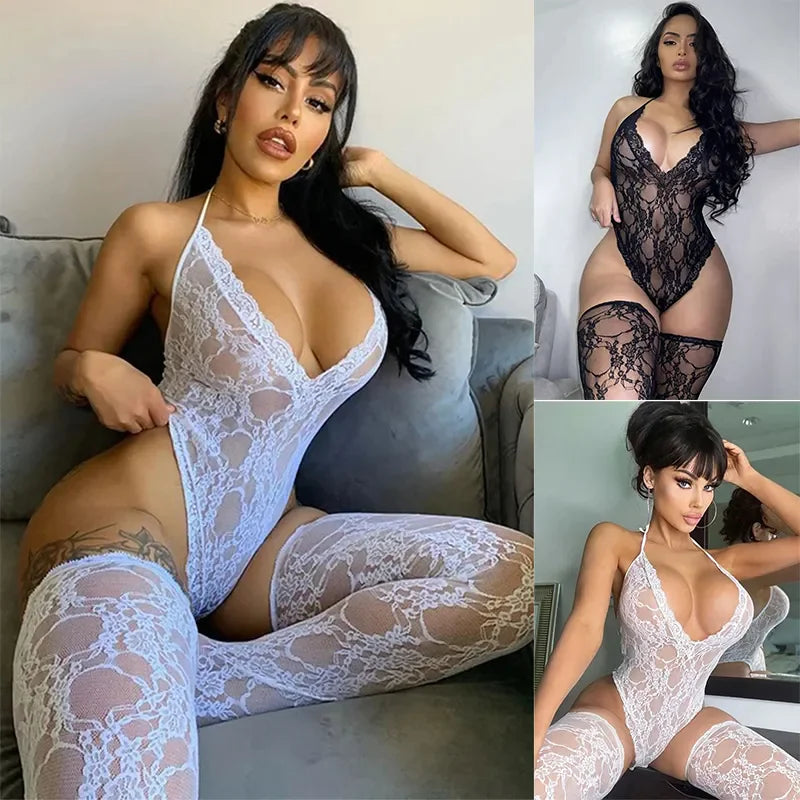 Body de Encaje Elegante para Mujeres - Ropa de Noche Talla Grande