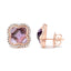 Pendientes de Stud Halo de Amatista Cortada en Trébol de Oro Rosa de 18K