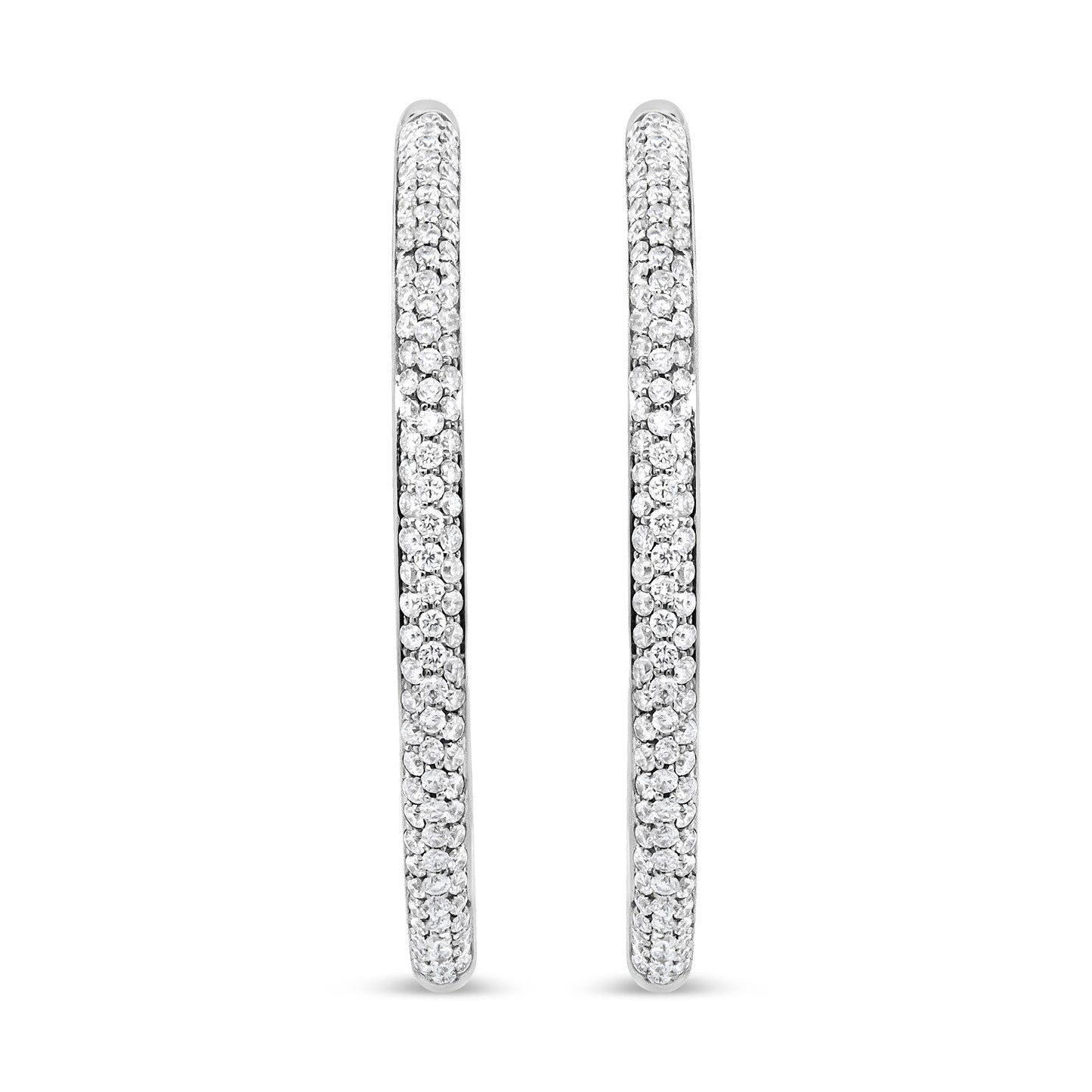 18K White Gold 2.00 Cttw Round-Cut Diamond Hoop Earrings